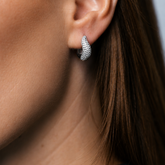 DOPPIO GEM SILVER EARRINGS Argint 925- Flat&White