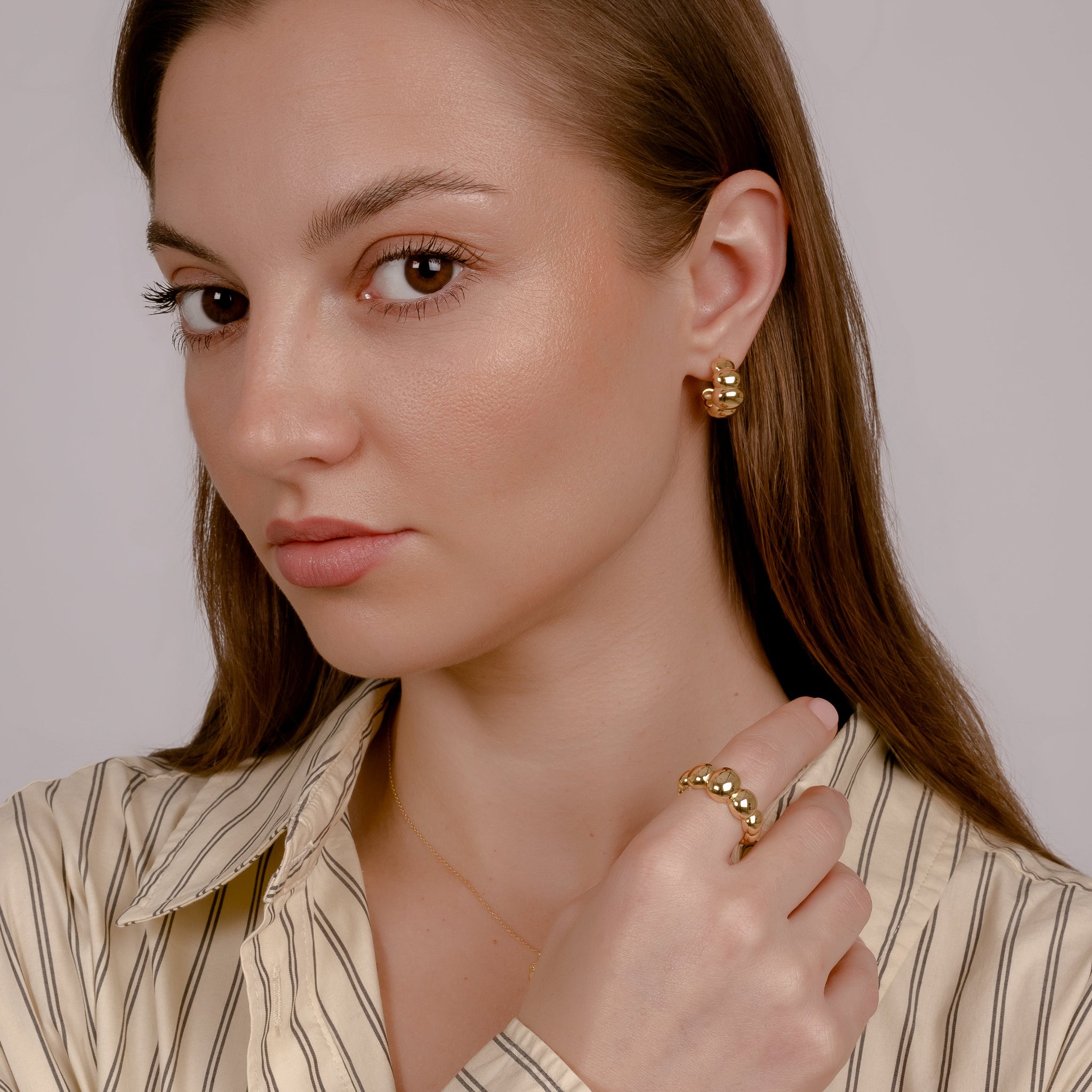 GRANDE CROISSANT GOLD STATEMENT RING