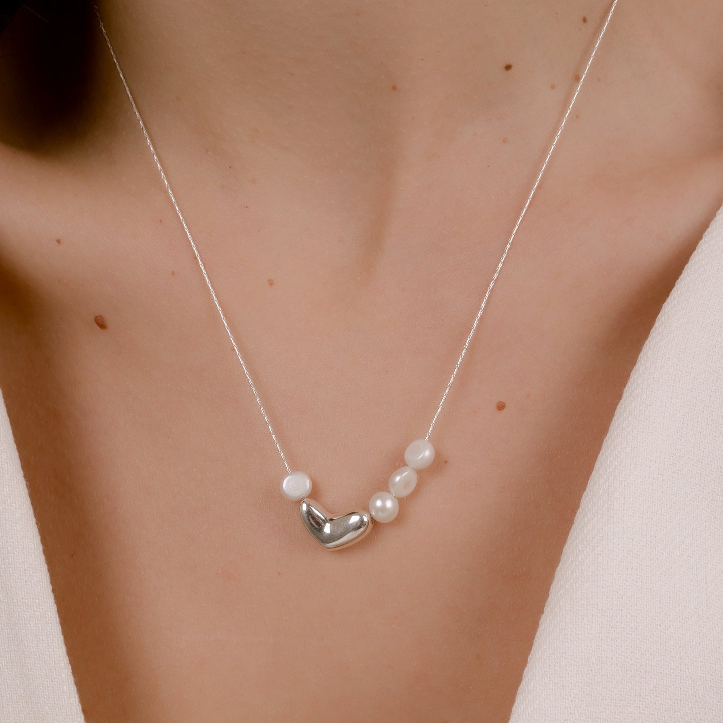 LOVE LATTE PEARL SILVER NECKLACE
