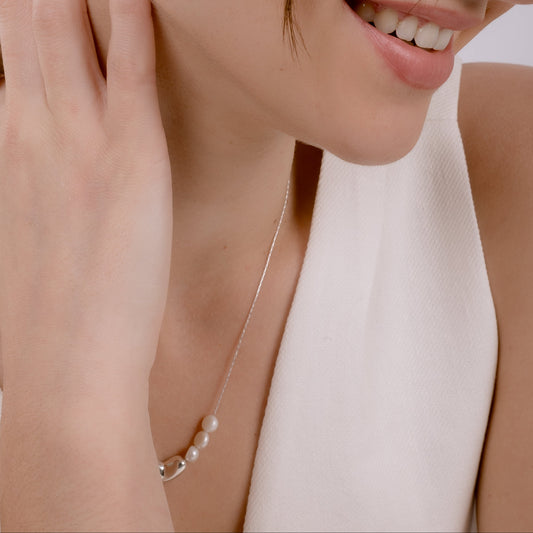 LOVE LATTE PEARL SILVER NECKLACE Argint 925- Flat&White