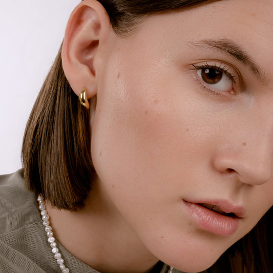 HEIRLOOM WAVY HOOP GOLD PLATED EARRINGS