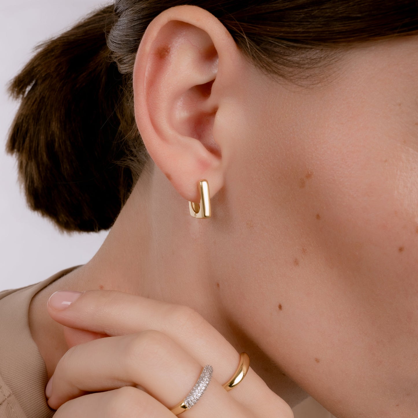 SUGAR CUBE HOOP GOLD PLATED EARRINGS