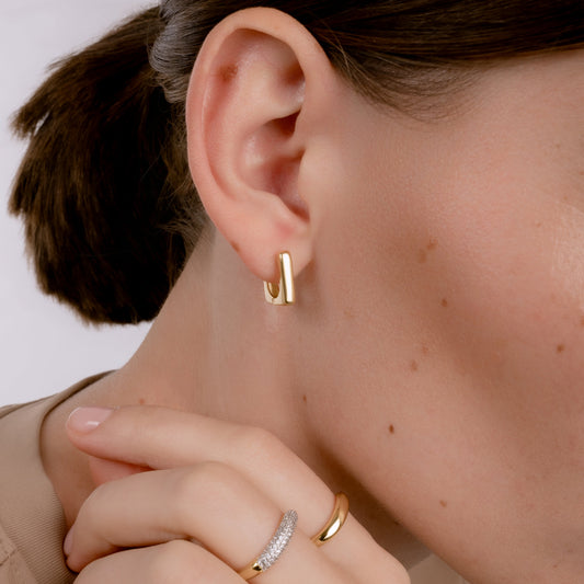 SUGAR CUBE HOOP GOLD PLATED EARRINGS