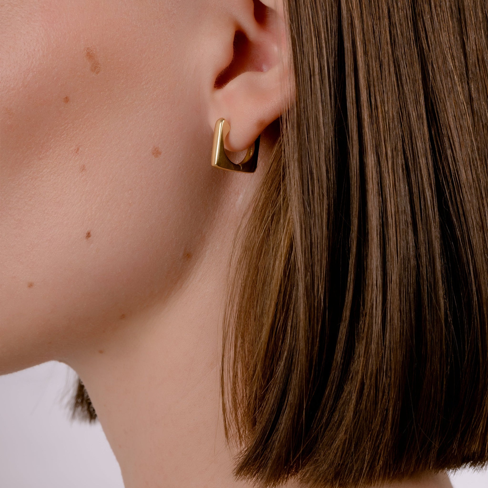 SUGAR CUBE HOOP GOLD PLATED EARRINGS