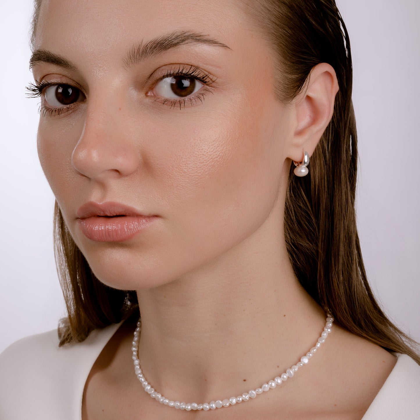 BALLERINA CAPUCCINA PEARL SILVER EARRINGS