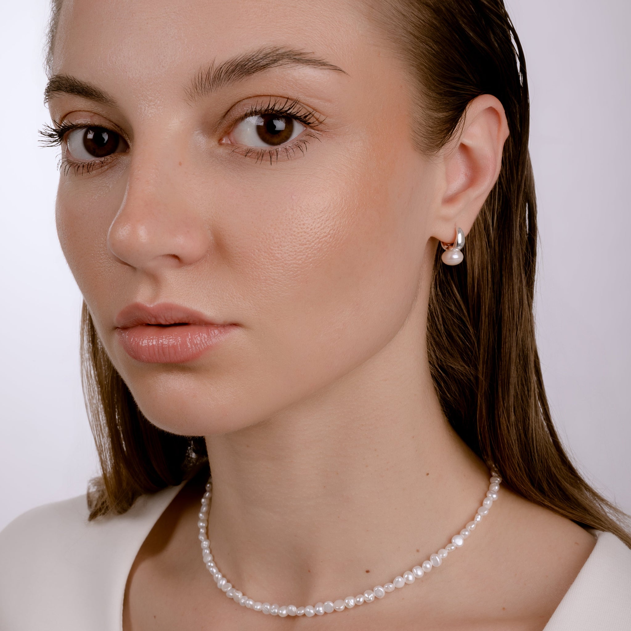 BALLERINA CAPUCCINA PEARL SILVER EARRINGS