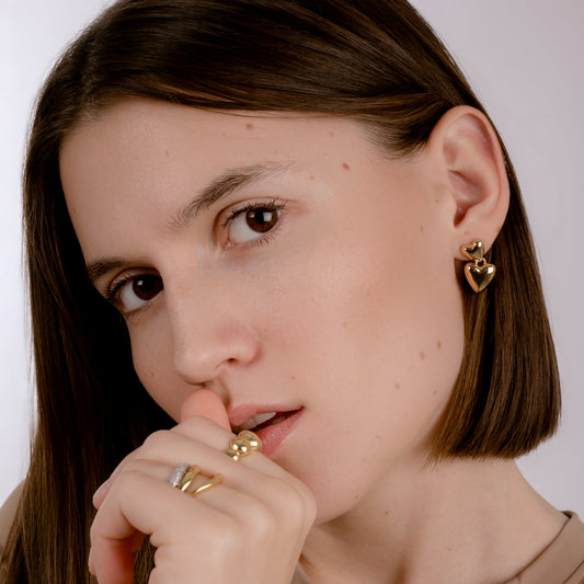 BIG LOVE GOLD PLATED EARRINGS Argint 925- Flat&White