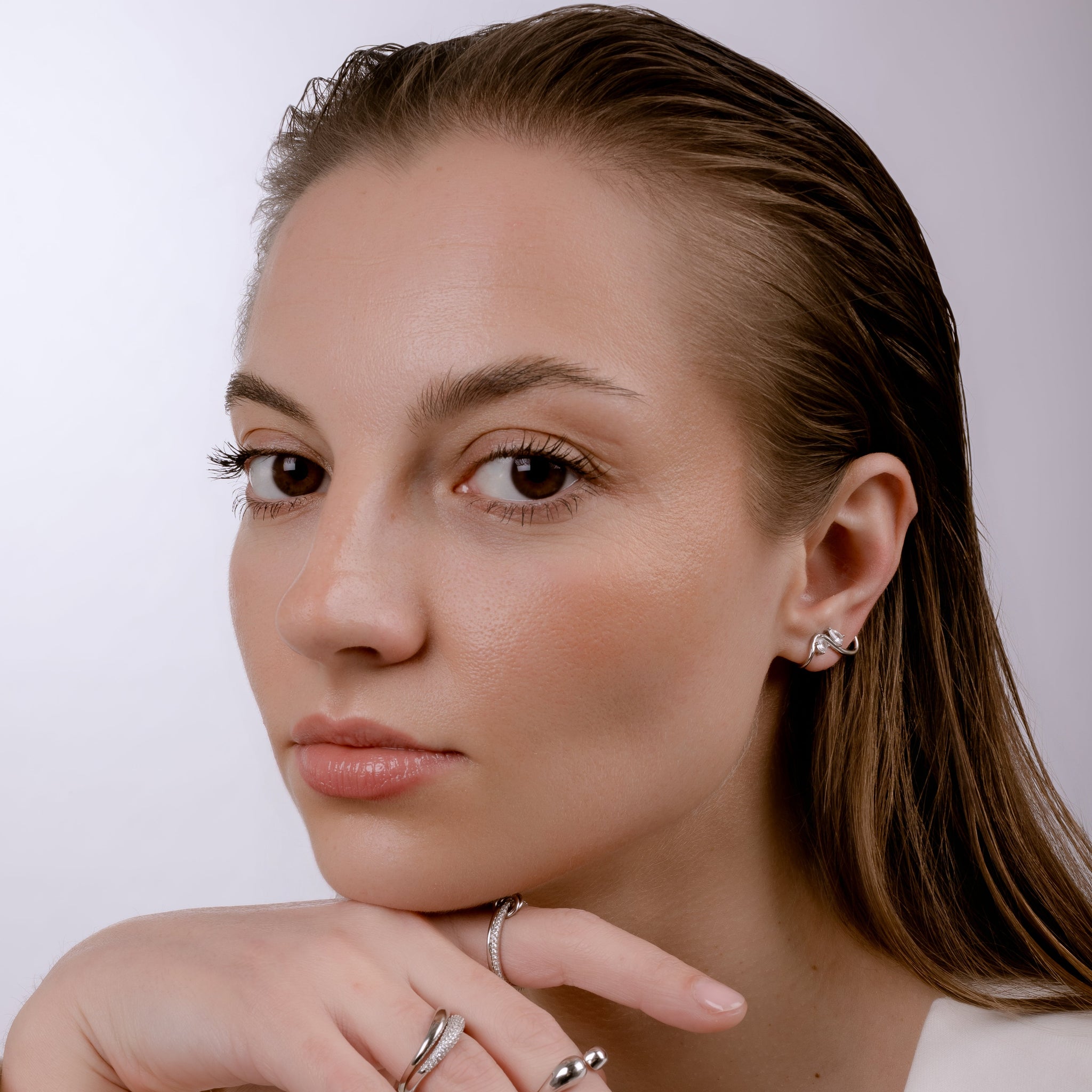 CERCEI SILVER CU PIATRA WAVE