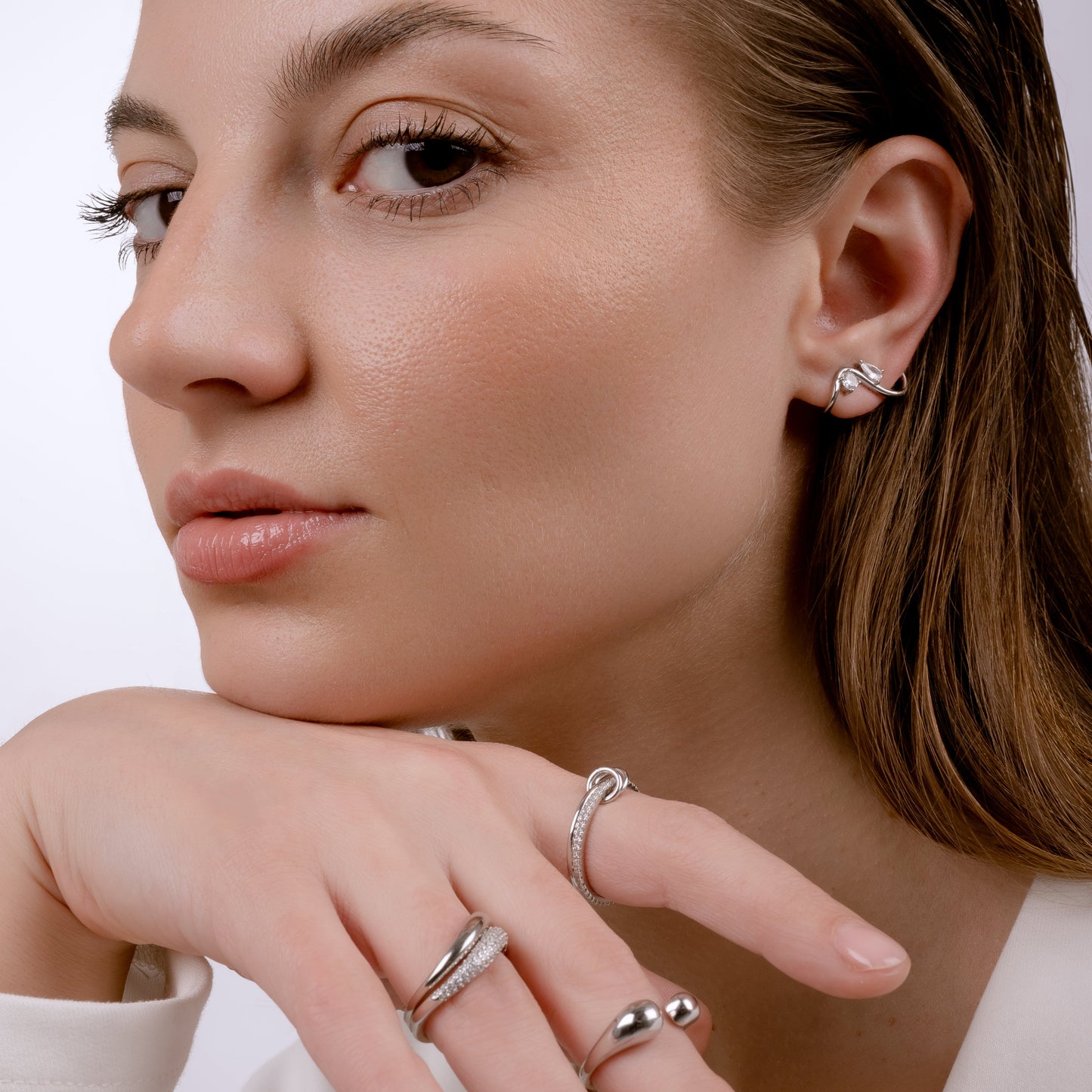 LATTE LAYER GEM SILVER RING