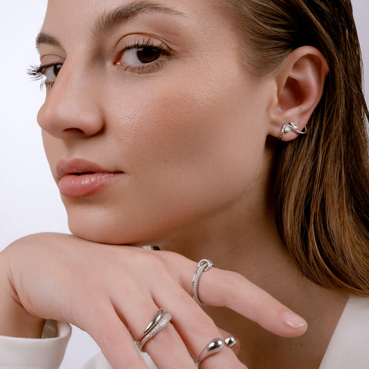 LATTE LAYER GEM SILVER RING