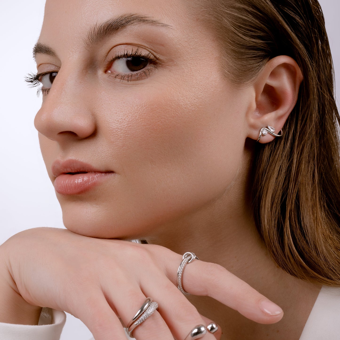 CERCEI SILVER CU PIATRA WAVE