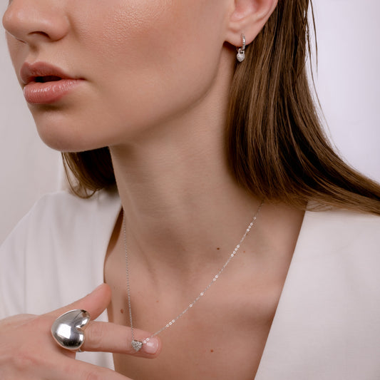 QUIET LOVE SILVER NECKLACE Argint 925- Flat&White