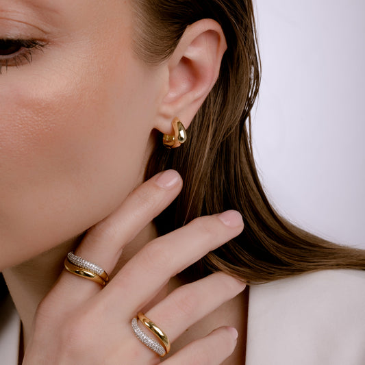 PEAK TIME GOLD PLATED EARRINGS Argint 925- Flat&White