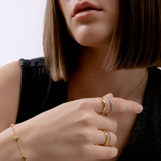 LATTE LAYER GEM GOLD PLATED RING Argint 925- Flat&White