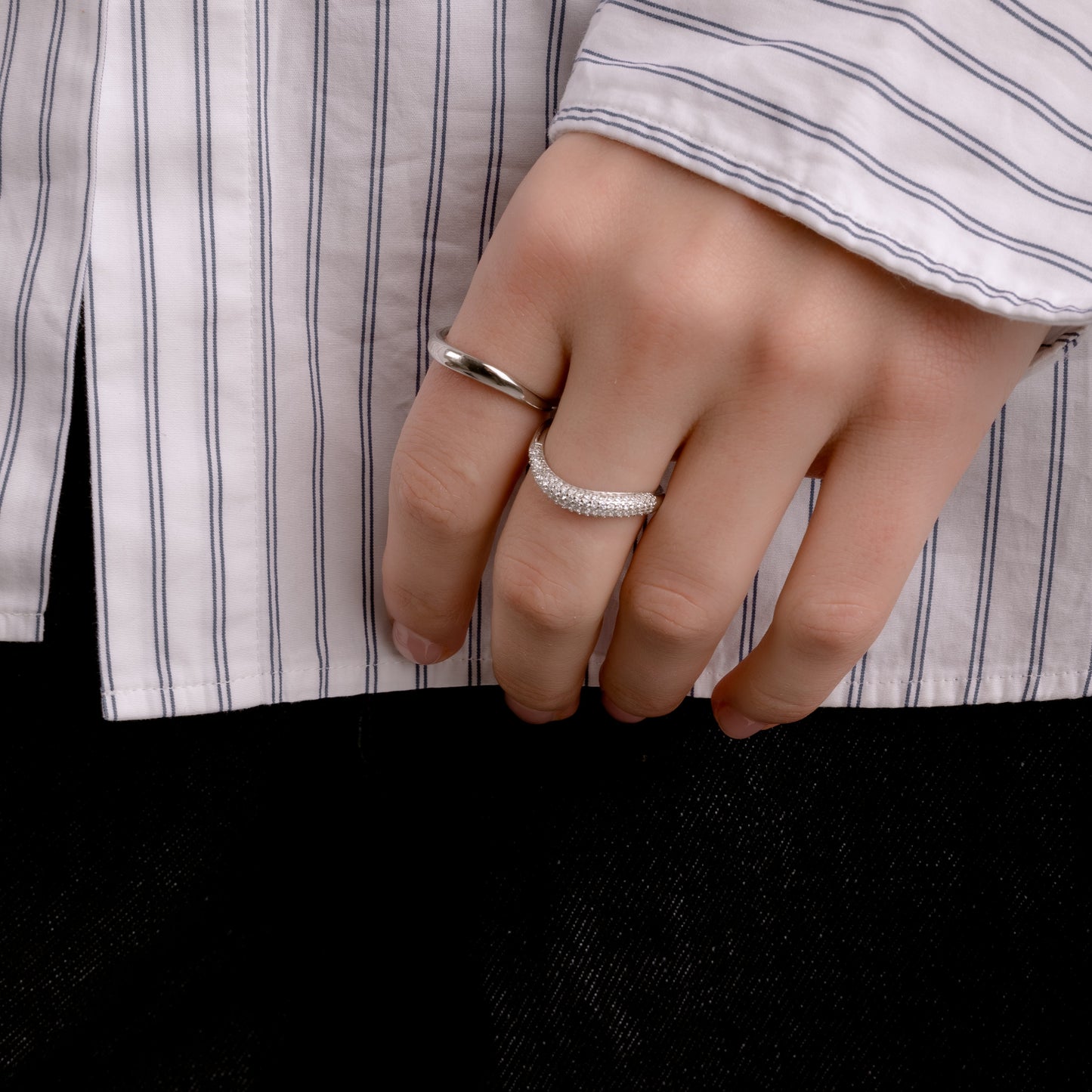 LATTE LAYER GEM SILVER RING