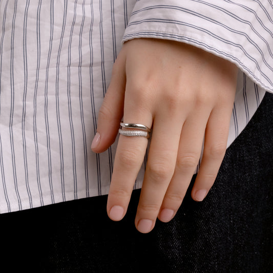 LATTE LAYER GEM SILVER RING