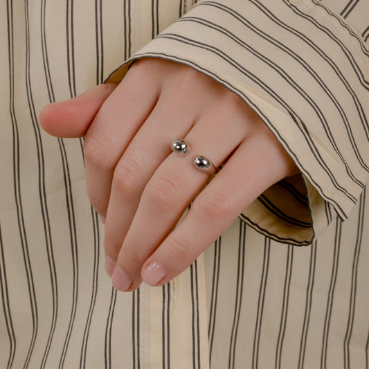 CORTADO ONE SIZE SILVER RING Argint 925- Flat&White