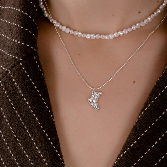 CREMA BAROQUE PEARL SILVER NECKLACE Argint 925- Flat&White