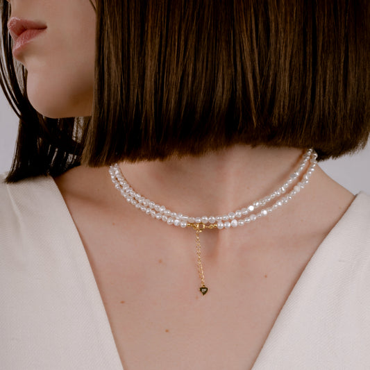 CREMA BAROQUE PEARL GOLD PLATED NECKLACE Argint 925- Flat&White