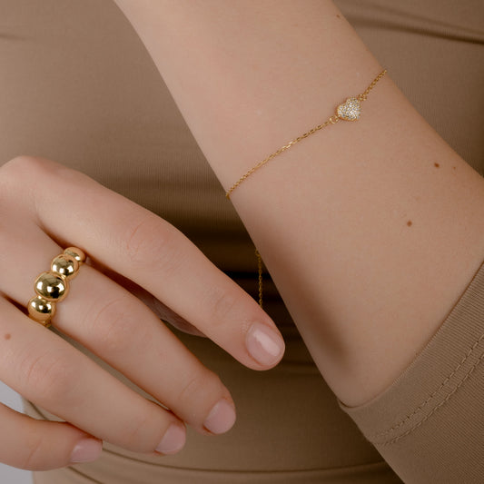 ONE LOVE GOLD PLATED BRACELET Argint 925- Flat&White