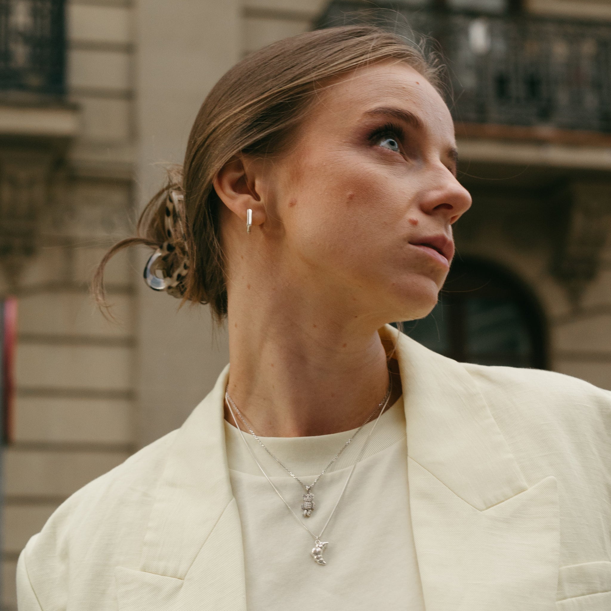 SUGAR CUBE HOOP SILVER EARRINGS