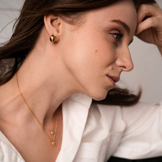 BOMBON HEART GOLD EARRINGS Argint 925- Flat&White