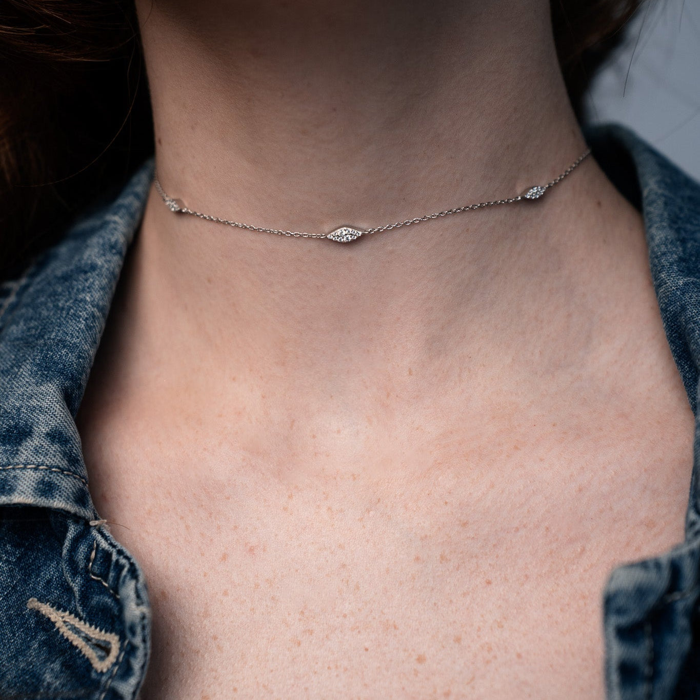 COLIER SILVER LEAFY CU ZIRCONIA
