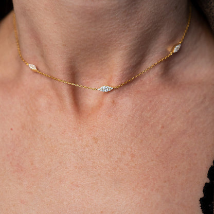 COLIER GOLD LEAFY CU ZIRCONIA