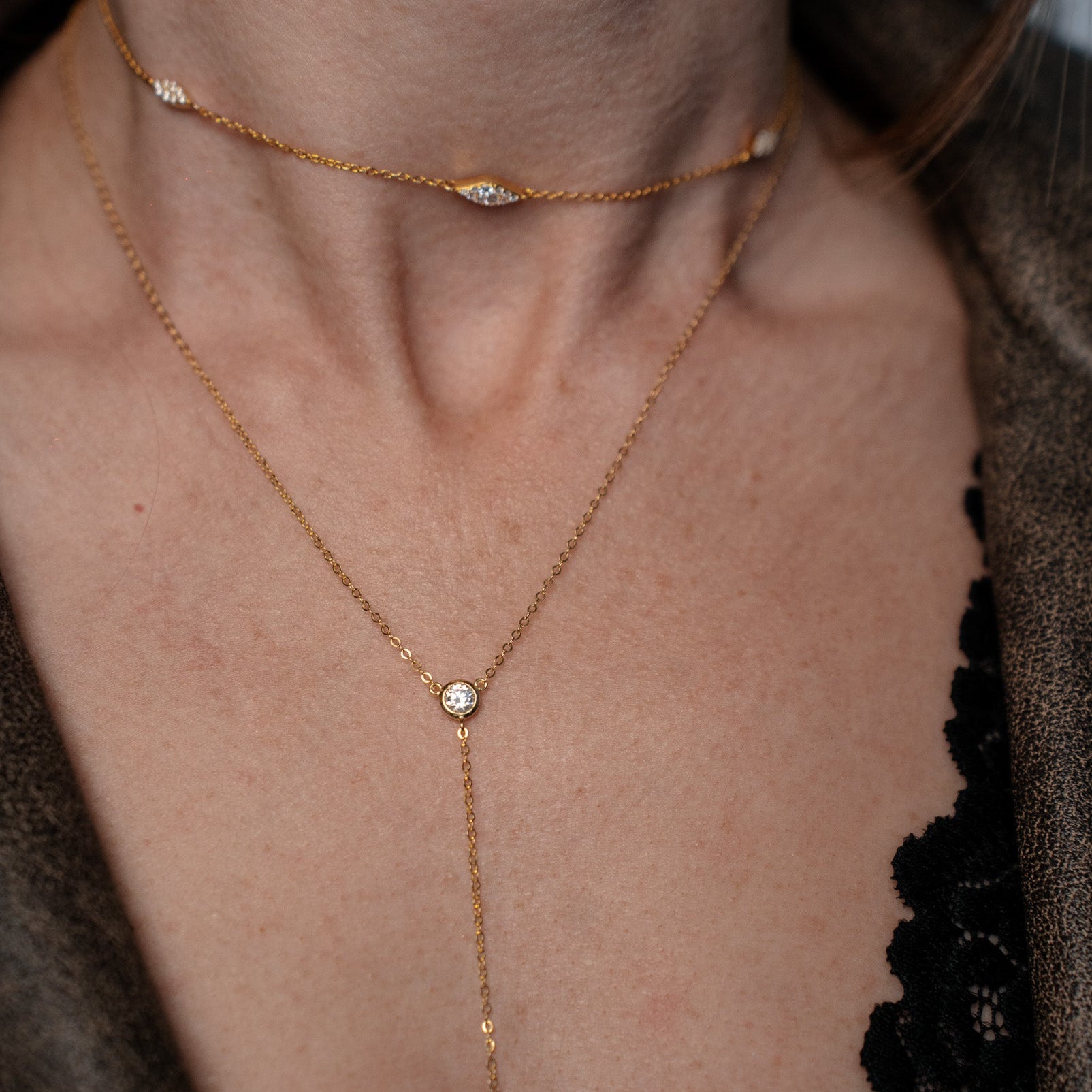 COLIER GOLD LEAFY CU ZIRCONIA