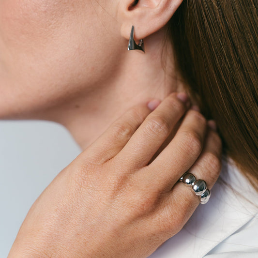 FRAPPÉ SILVER STATEMENT EARRINGS Argint 925- Flat&White