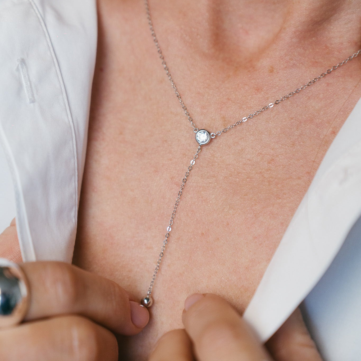 COFFEE DROP SILVER NECKLACE