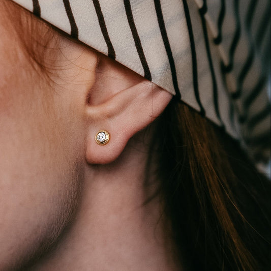 BASICS GEM GOLD EARRINGS Argint 925- Flat&White