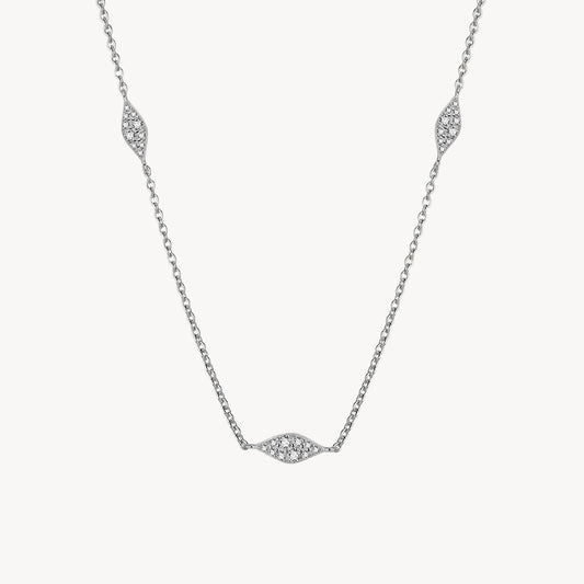 LEAFY SILVER ZIRCONIA NECKLACE