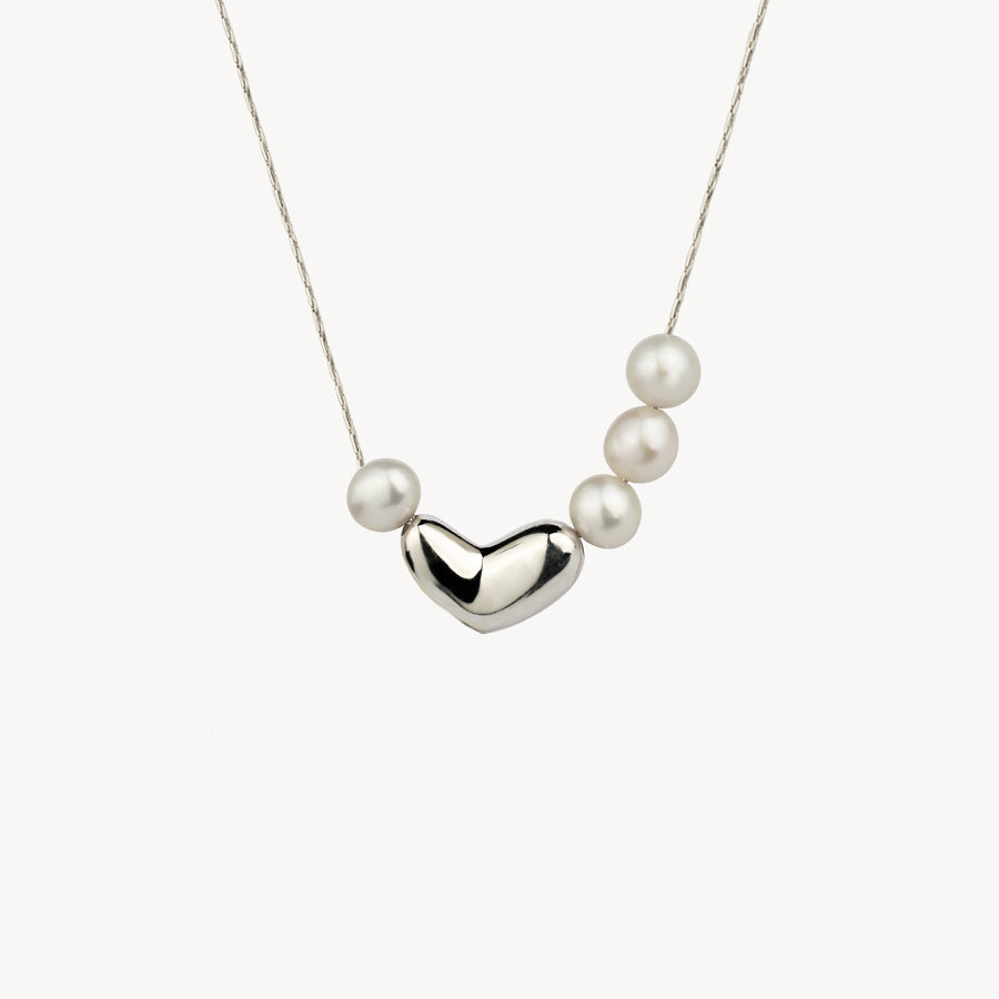 LOVE LATTE PEARL SILVER NECKLACE