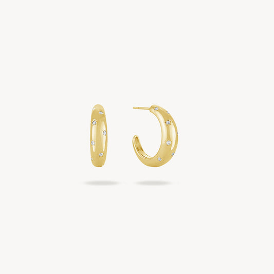 STAR HOOP GOLD EARRINGS Argint 925- Flat&White