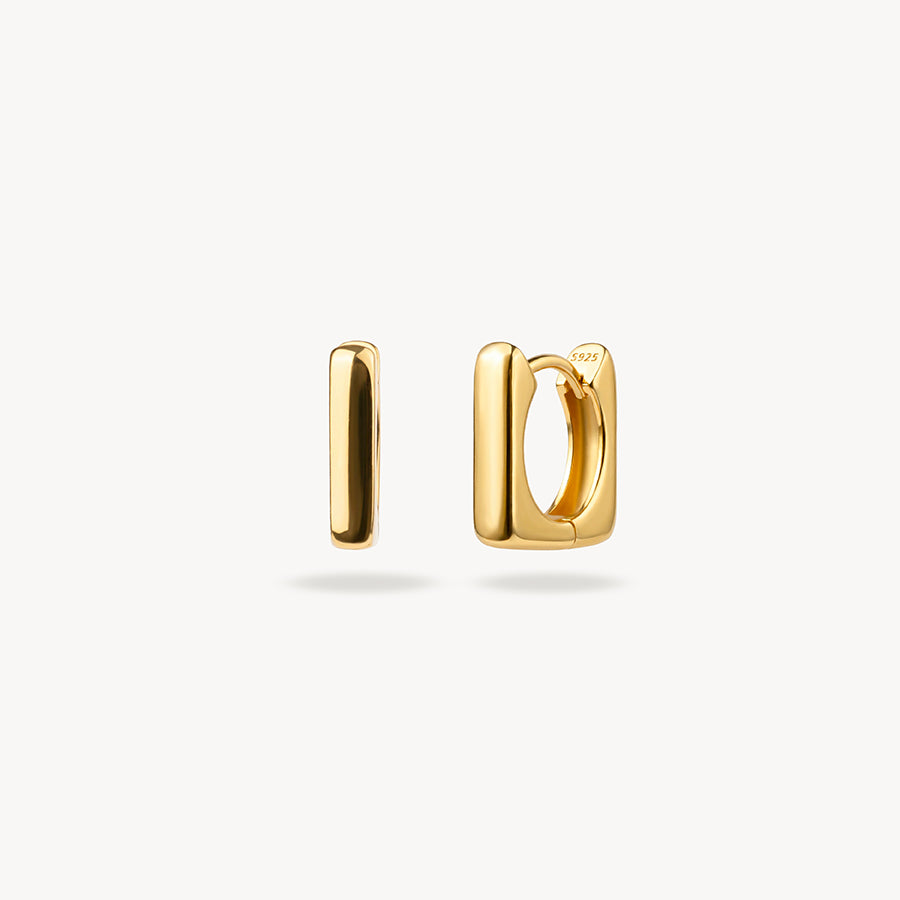 SUGAR CUBE HOOP GOLD PLATED EARRINGS