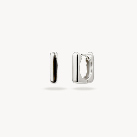 SUGAR CUBE HOOP SILVER EARRINGS
