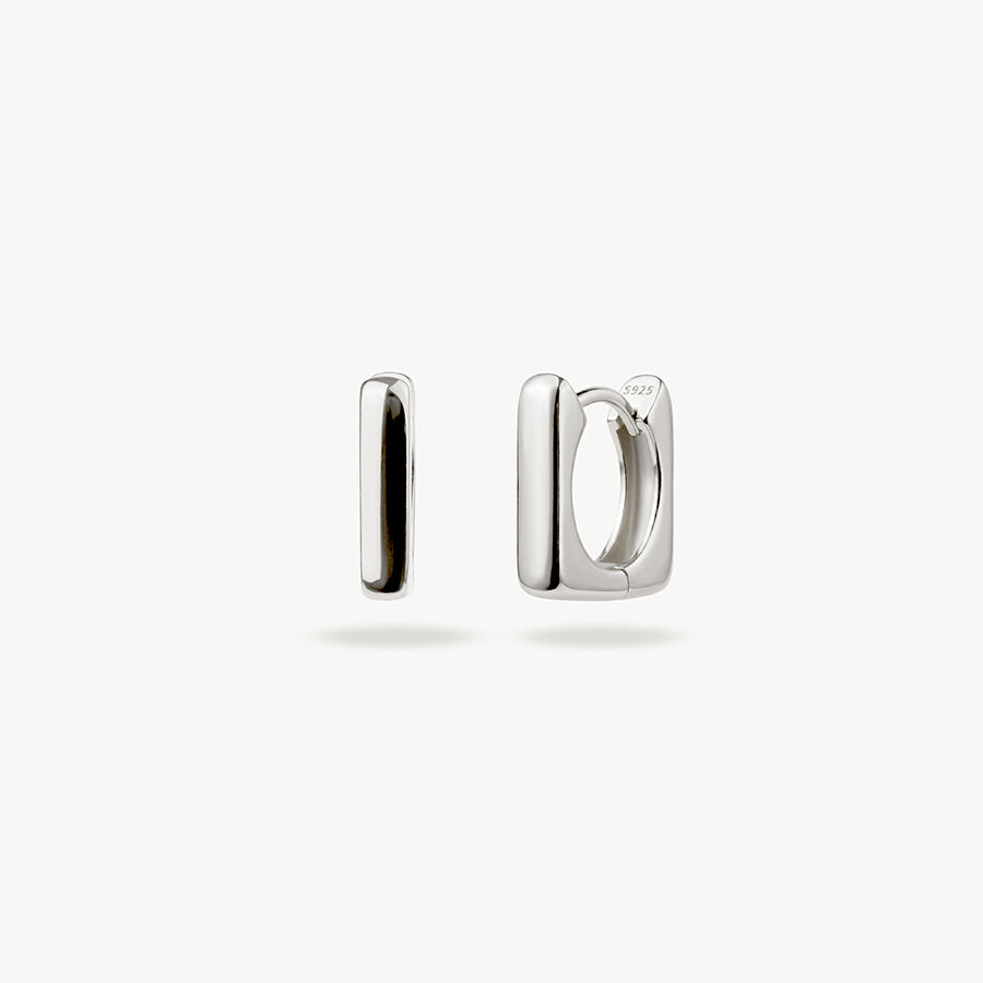 SUGAR CUBE HOOP SILVER EARRINGS