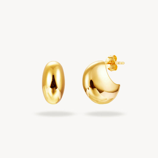 BEAN GOLD STATEMENT EARRINGS Argint 925- Flat&White
