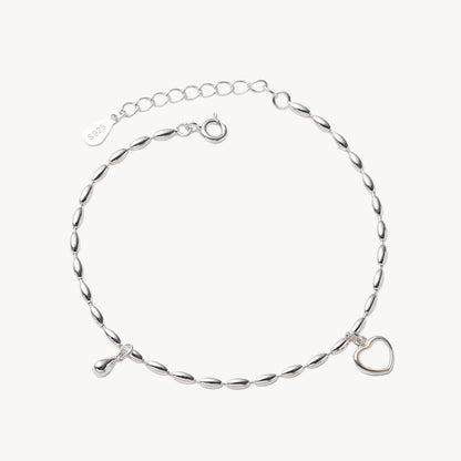 BRATARA SILVER CU CHARM CREAMY HEART 