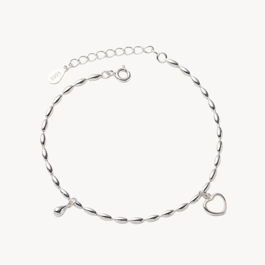 BRATARA SILVER CU CHARM CREAMY HEART 